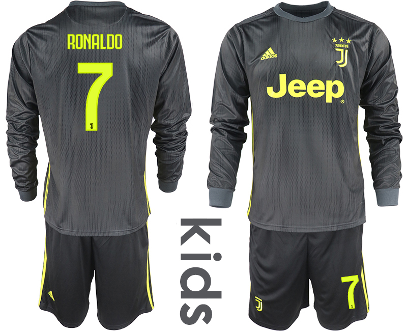2018_2019 Club Juventus away long sleeves Youth #7 soccer jerseys